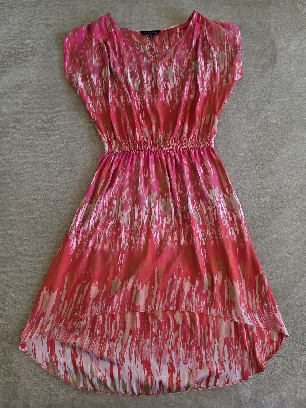 Express Pink Multi-Print Hi-Lo Dress